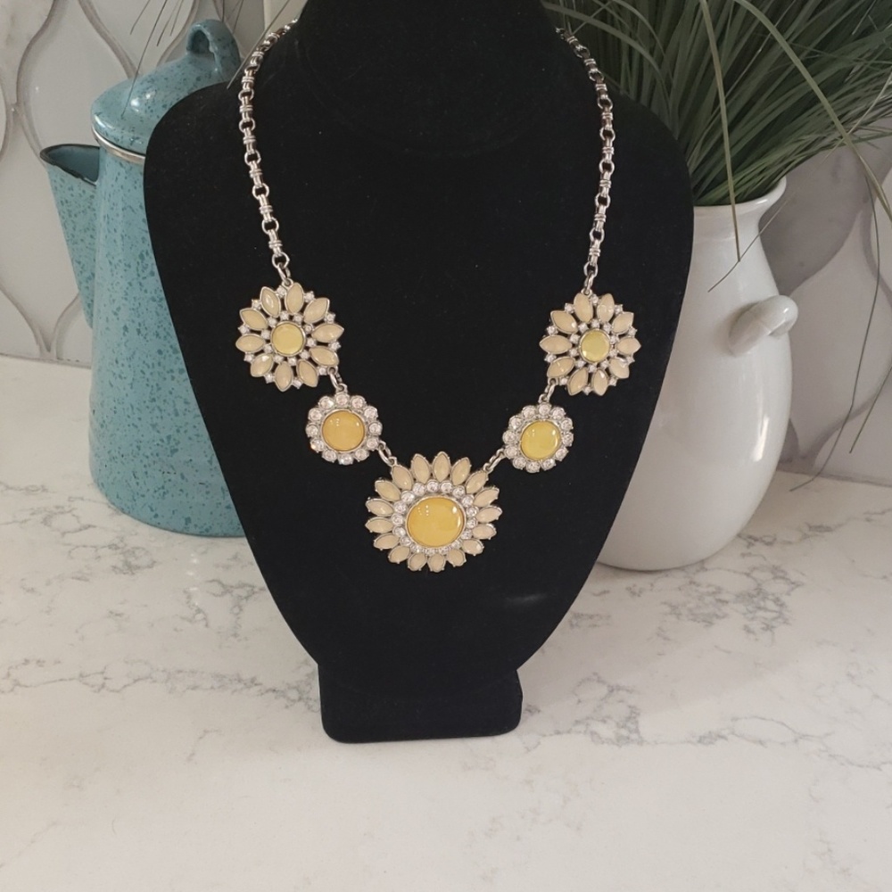 Large Floral Boho Jeweled Statement necklace
